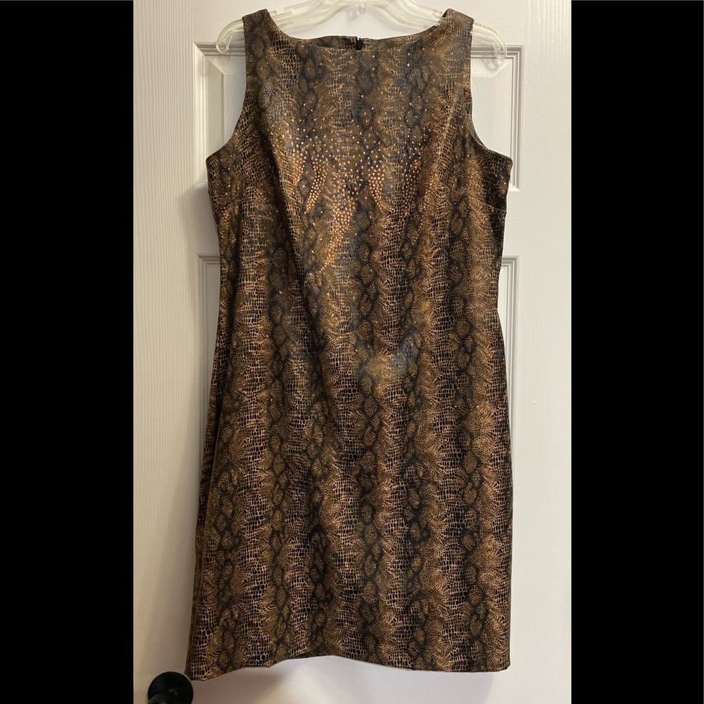 Vintage Y2K CDC Sleeveless Dress Leather-Look Sz 14